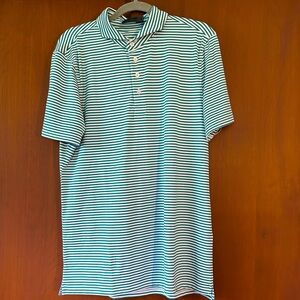 G/FORE Green and White Striped Golf Polo
